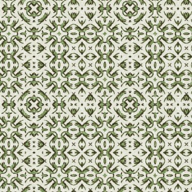 Mozaik geometrik yeşil, pürüzsüz doku deseni. Yazılı kumaş için modaya uygun kaleydoskop tasarımı. Sert soyut tekstil tasarımı