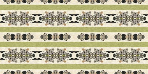 Forest Green Decorative Damask Seamless Border Geometric Kaleidoscope Linen Wallpaper — Photo