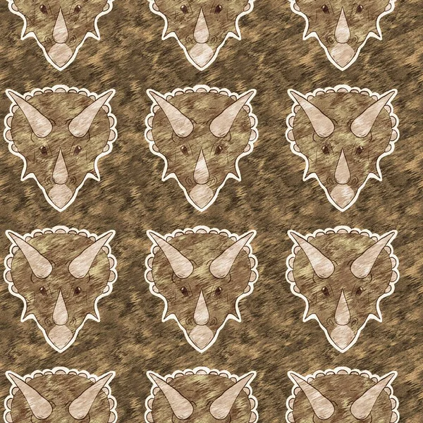 Hand Drawn Triceratops Dinosaur Seamless Pattern Gender Neutral Jurassic Fossil — ストック写真