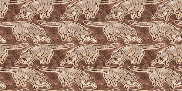 Cute Safari Wild Tiger Animal Border Babies Room Decor Seamless —  Fotos de Stock