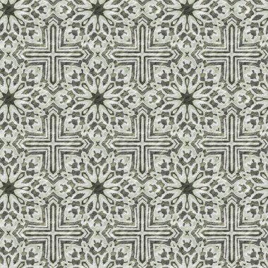 Mozaik geometrik yeşil, pürüzsüz doku deseni. Yazılı kumaş için modaya uygun kaleydoskop tasarımı. Sert soyut tekstil tasarımı