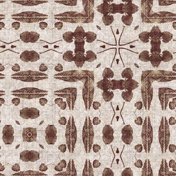 Foliage Brown Kaleidoscope Seamless Texture Pattern Trendy Optic Fresh Design — Φωτογραφία Αρχείου