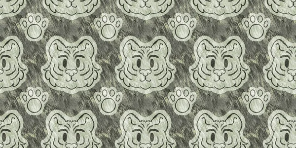 Симпатичное Сафари Диких Тигров Границы Животного Декора Комнаты Младенцев Безглазый — стоковое фото