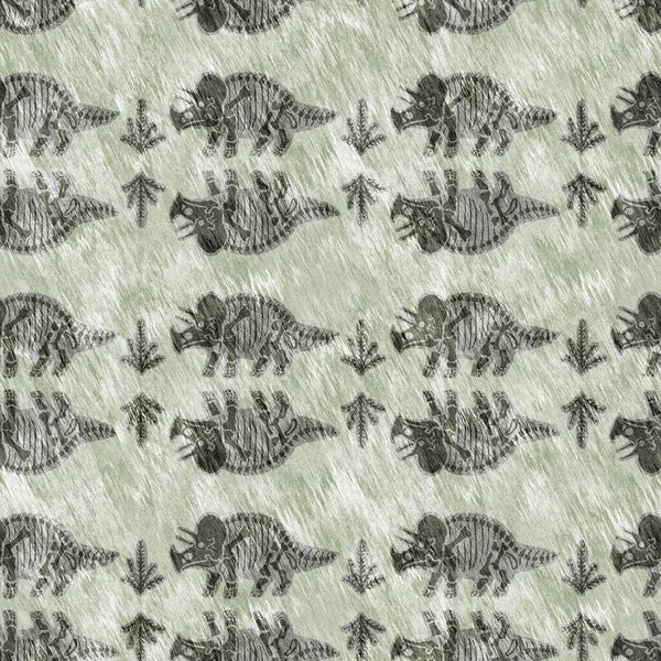 Hand drawn triceratops fossil bones dinosaur seamless pattern. Gender Neutral Jurassic silhouette. Home decor for museum, excintion and textile design