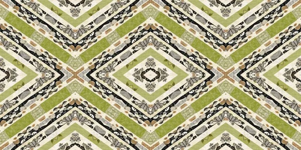 Forest green decorative damask seamless border. Geometric kaleidoscope linen for wallpaper washi tape. Printed fabric of optic trendy vintage design