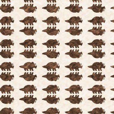 El çizimi Triceratops dinozor pürüzsüz desen. Bebek yuvası için cinsiyet Nötr Jurasik fosil silueti. Müze, nesli tükenme ve tekstil tasarımı için cinsiyet ayrımı yapılmamış ev dekorasyonu