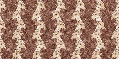 Bebek odası dekorasyonu için şirin bir safari vahşi zürafa sınırı. Kusursuz kürksüz kahverengi desenli cinsiyet nötr iz tasarımı.