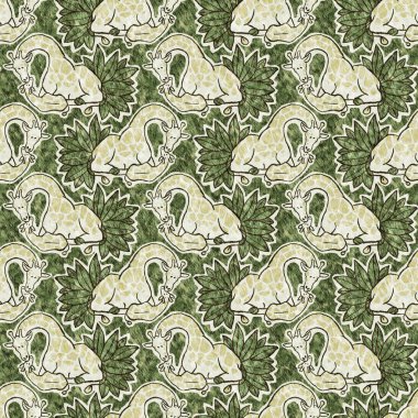 Bebek odası dekorasyonu için şirin bir safari vahşi zürafa deseni. Kusursuz Afrikalı kürklü yeşil, cinsiyet dokusuna sahip nötr baskı tasarımı.