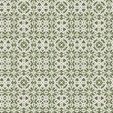 Mozaik geometrik yeşil, pürüzsüz doku deseni. Yazılı kumaş için modaya uygun kaleydoskop tasarımı. Sert soyut tekstil tasarımı