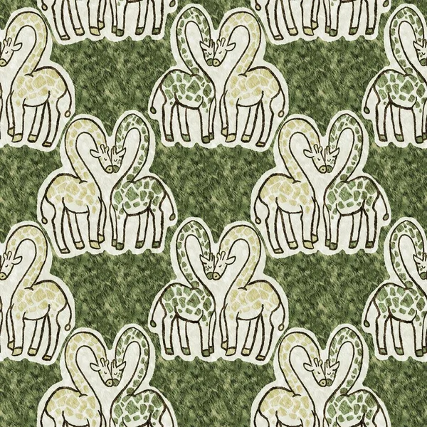 Bebek odası dekorasyonu için şirin bir safari vahşi zürafa deseni. Kusursuz Afrikalı kürklü yeşil, cinsiyet dokusuna sahip nötr baskı tasarımı.