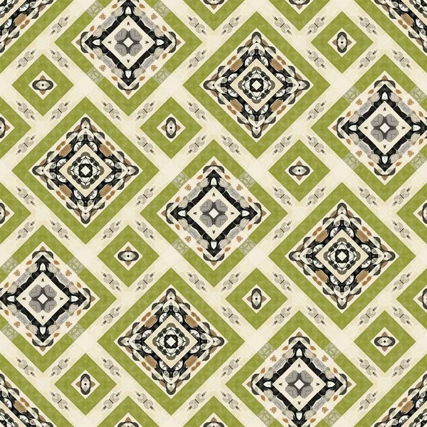Forest Green Decorative Damask Seamless Pattern Geometric Kaleidoscope Linen Wallpaper — стоковое фото