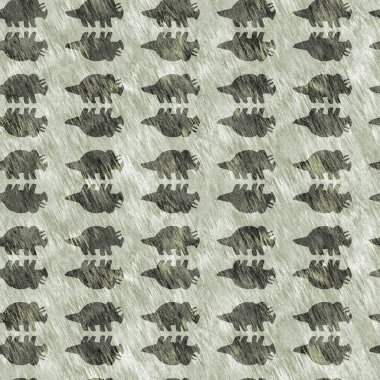 Yeşil el triceratops dinozor deseni çizdi. Bebek yuvası için cinsiyet Nötr Jurasik fosil silueti. Müze, nesli tükenme ve tekstil tasarımı için cinsiyet ayrımı yapılmamış ev dekorasyonu