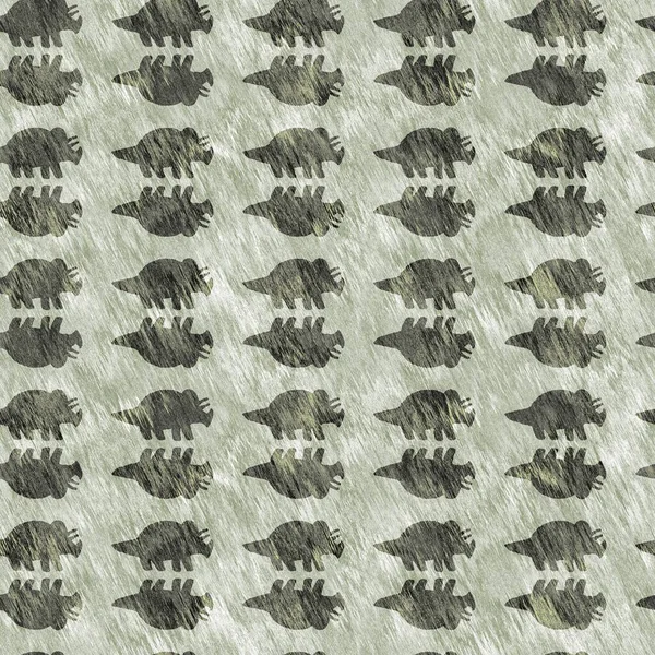 Yeşil el triceratops dinozor deseni çizdi. Bebek yuvası için cinsiyet Nötr Jurasik fosil silueti. Müze, nesli tükenme ve tekstil tasarımı için cinsiyet ayrımı yapılmamış ev dekorasyonu