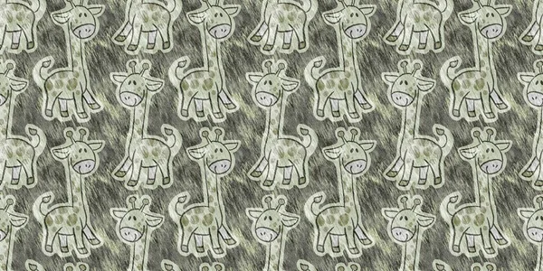 Cute Safari Wild Giraffe Animal Border Babies Room Decor Seamless — Photo