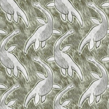 Kahverengi el plesiosaur dinazorunu kusursuz şekilde çizmiş. Bebek yuvası için cinsiyet Nötr Jurasik fosil silueti. Müze, nesli tükenme ve tekstil tasarımı için cinsiyet ayrımı yapılmamış ev dekorasyonu