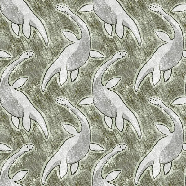 Kahverengi el plesiosaur dinazorunu kusursuz şekilde çizmiş. Bebek yuvası için cinsiyet Nötr Jurasik fosil silueti. Müze, nesli tükenme ve tekstil tasarımı için cinsiyet ayrımı yapılmamış ev dekorasyonu