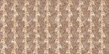 Bebek odası dekorasyonu için şirin bir safari vahşi zürafa sınırı. Kusursuz kürksüz kahverengi desenli cinsiyet nötr iz tasarımı.