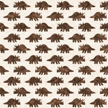 El çizimi Triceratops dinozor pürüzsüz desen. Bebek yuvası için cinsiyet Nötr Jurasik fosil silueti. Müze, nesli tükenme ve tekstil tasarımı için cinsiyet ayrımı yapılmamış ev dekorasyonu