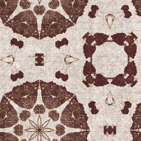 Foliage Brown Kaleidoscope Seamless Texture Pattern Trendy Optic Fresh Design — Fotografia de Stock
