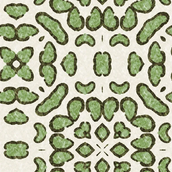 Mosaic Geometric Green Leopard Print Texture Pattern Trendy Kaleidoscope Woven — 图库照片