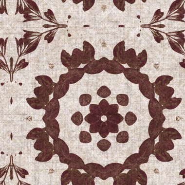 Yapraklar kahverengi kaleydoskop, dikişsiz doku deseni. Yazılı kumaş için yeni moda optik tasarım. Geometrik yaprak soyut tekstil tasarımı