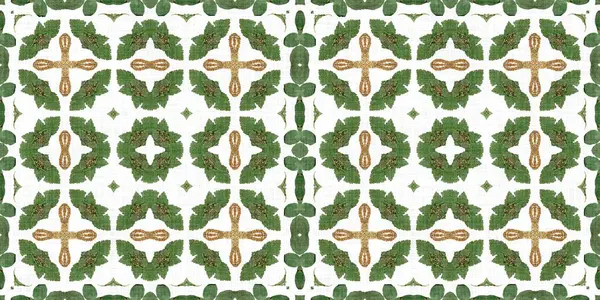 Foliage Kaleidoscope Seamless Border Pattern Trendy Optic Fresh Design Edging — Fotografia de Stock