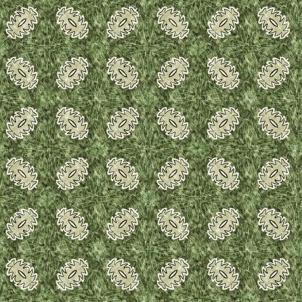 Mosaic Geometric Green Leopard Print Texture Pattern Trendy Kaleidoscope Woven — Stock Fotó