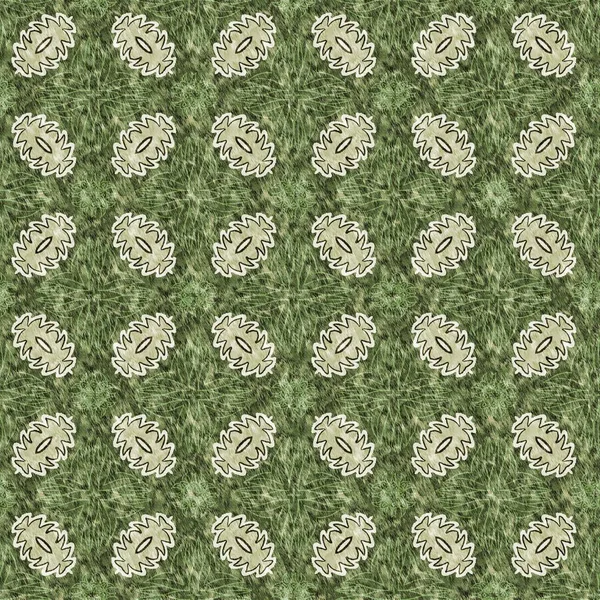 Mosaic Geometric Green Leopard Print Texture Pattern Trendy Kaleidoscope Woven — Zdjęcie stockowe