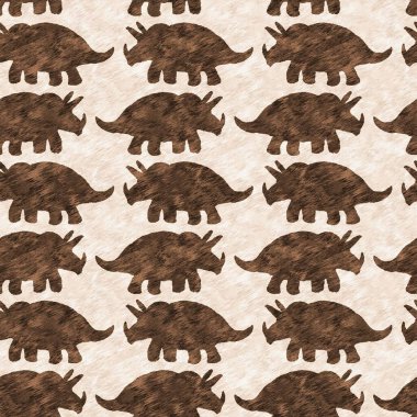 El çizimi Triceratops dinozor pürüzsüz desen. Bebek yuvası için cinsiyet Nötr Jurasik fosil silueti. Müze, nesli tükenme ve tekstil tasarımı için cinsiyet ayrımı yapılmamış ev dekorasyonu