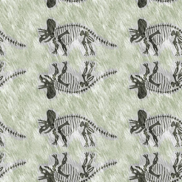 Hand drawn triceratops fossil bones dinosaur seamless pattern. Gender Neutral Jurassic silhouette. Home decor for museum, excintion and textile design