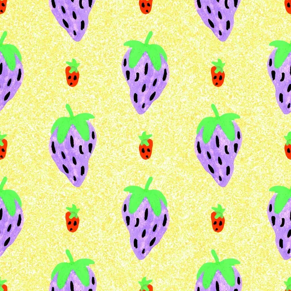 Bright strawberry vintage seamless pattern. Cottagecore retro summer fruit wallpaper. Whimsical paper cut sweet healthy berry backdrop