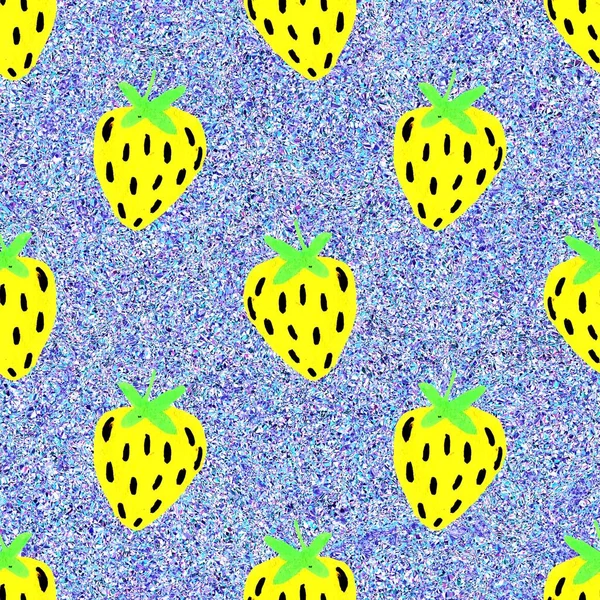 Bright strawberry vintage seamless pattern. Cottagecore retro summer fruit wallpaper. Whimsical paper cut sweet healthy berry backdrop