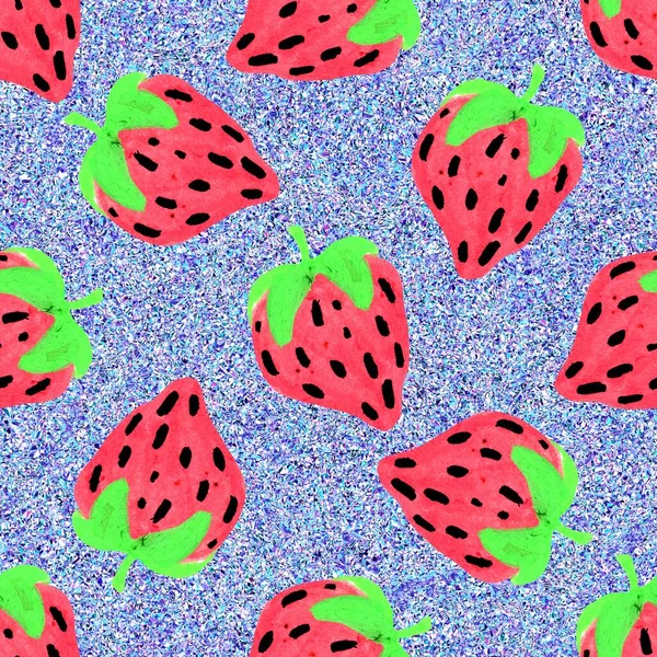 Bright strawberry vintage seamless pattern. Cottagecore retro summer fruit wallpaper. Whimsical paper cut sweet healthy berry backdrop