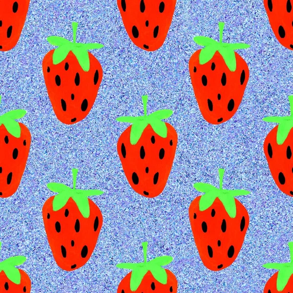 Bright strawberry vintage seamless pattern. Cottagecore retro summer fruit wallpaper. Whimsical paper cut sweet healthy berry backdrop