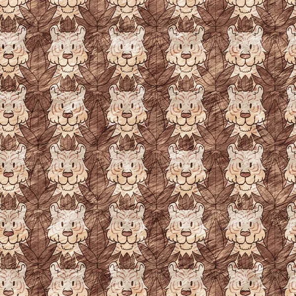 Симпатичные Сафари Диких Тигров Животных Шаблон Декора Комнаты Младенцев Бесшовный — стоковое фото