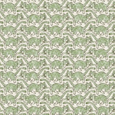 Bebek odası dekorasyonu için şirin bir safari vahşi kaplan deseni. Kusursuz büyük kedi kürklü yeşil desenli cinsiyet nötr iz tasarımı