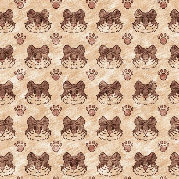 Cute Safari Wild Tiger Animal Pattern Babies Room Decor Seamless — Stockfoto