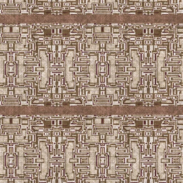 Sepia Brown Geometric Canvas Effect Seamless Texture Material Geo Organic — Stockfoto