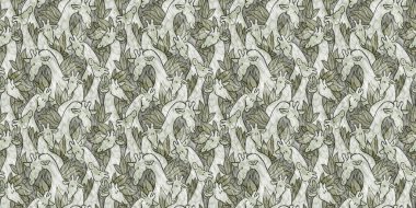 Bebek odası dekorasyonu için şirin bir safari vahşi zürafa sınırı. Kusursuz kürksüz yeşil desenli cinsiyet nötr iz tasarımı