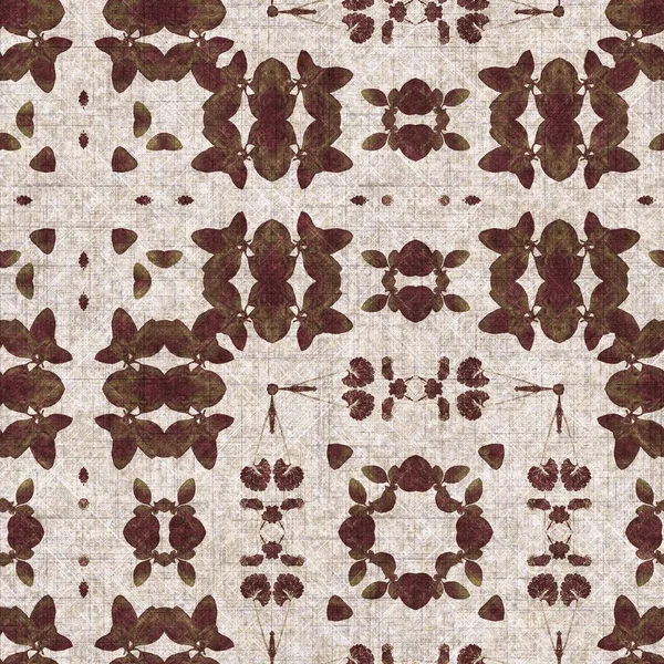 Foliage Brown Kaleidoscope Seamless Texture Pattern Trendy Optic Fresh Design — ストック写真