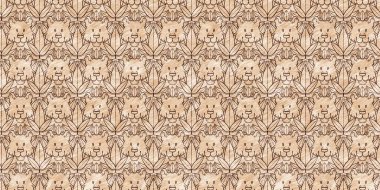 Bebek odası dekorasyonu için şirin bir safari vahşi kaplan sınırı. Kusursuz büyük kedi kürklü kahverengi cinsiyet şekilli nötr iz tasarımı