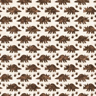 El çizimi Triceratops dinozor pürüzsüz desen. Bebek yuvası için cinsiyet Nötr Jurasik fosil silueti. Müze, nesli tükenme ve tekstil tasarımı için cinsiyet ayrımı yapılmamış ev dekorasyonu