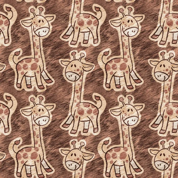 Симпатичные Сафари Диких Жирафов Животный Узор Декора Комнаты Младенцев Бесшовный — стоковое фото