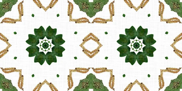 Foliage Kaleidoscope Seamless Border Pattern Trendy Optic Fresh Design Edging — Fotografia de Stock