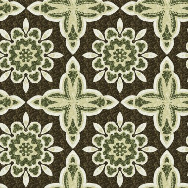 Mozaik geometrik yeşil, pürüzsüz doku deseni. Yazılı kumaş için modaya uygun kaleydoskop tasarımı. Sert soyut tekstil tasarımı