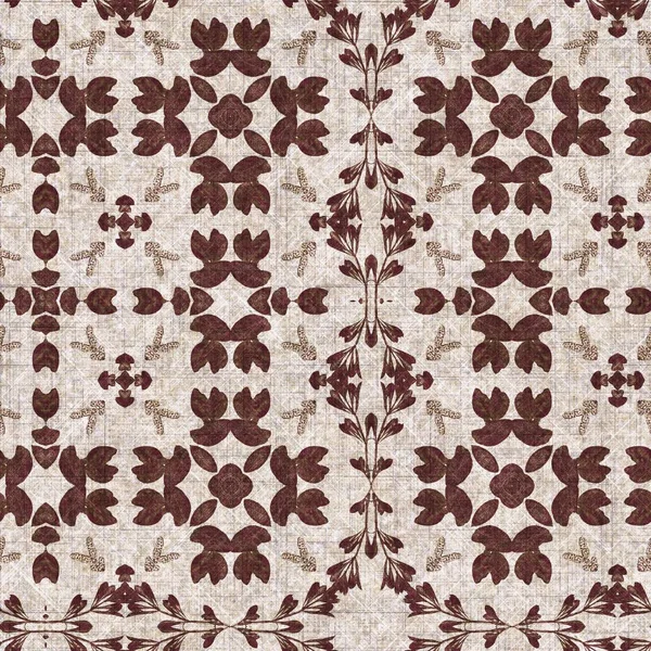Foliage Brown Kaleidoscope Seamless Texture Pattern Trendy Optic Fresh Design — Fotografia de Stock