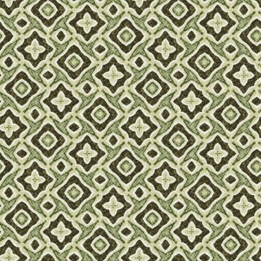 Mozaik geometrik yeşil, pürüzsüz doku deseni. Yazılı kumaş için modaya uygun kaleydoskop tasarımı. Sert soyut tekstil tasarımı