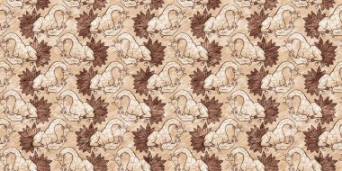 Bebek odası dekorasyonu için şirin bir safari vahşi zürafa sınırı. Kusursuz kürksüz kahverengi desenli cinsiyet nötr iz tasarımı.