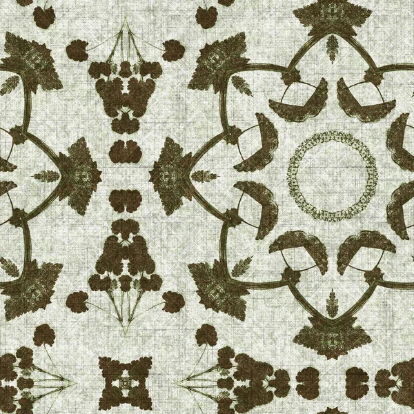 Foliage Green Kaleidoscope Seamless Texture Pattern Trendy Optic Fresh Design — 图库照片