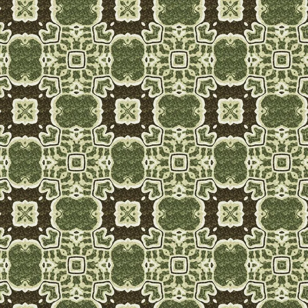 Mosaic Geometric Green Seamless Texture Pattern Trendy Kaleidoscope Woven Design — ストック写真